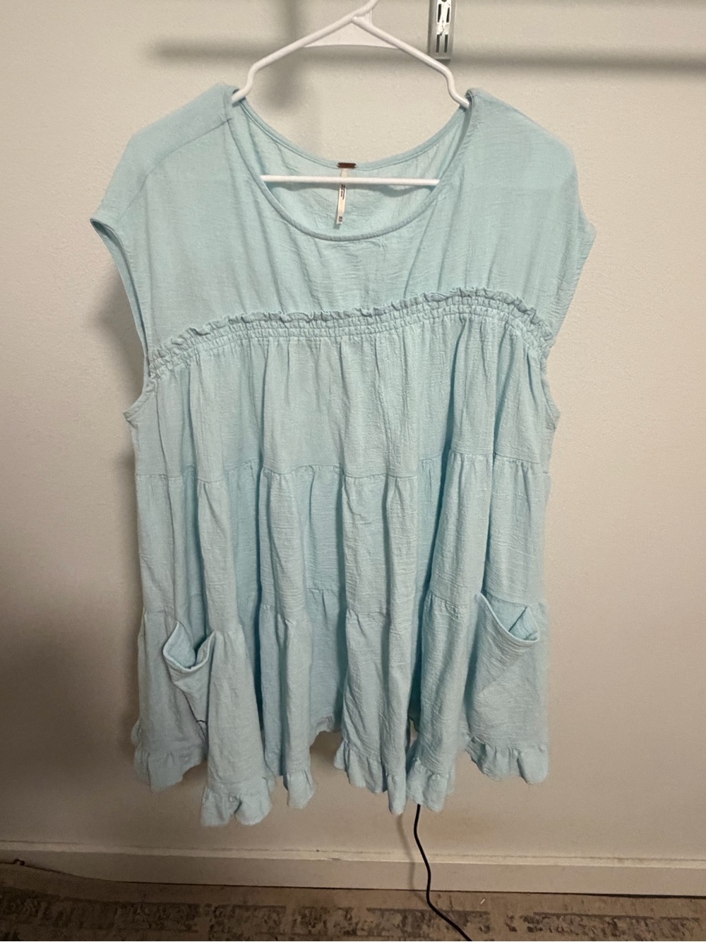 Free People Pale Blue Tiered Pocket Tunic
